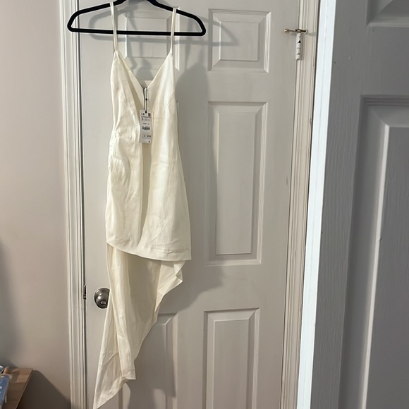 Zara Rustic Asymmetrical Dress Ivory NWT - Picture 4 of 6